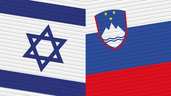 Словенія Ізраїль Два Півпрапори Разом Текстурним Ілюстрацією — стокове фото