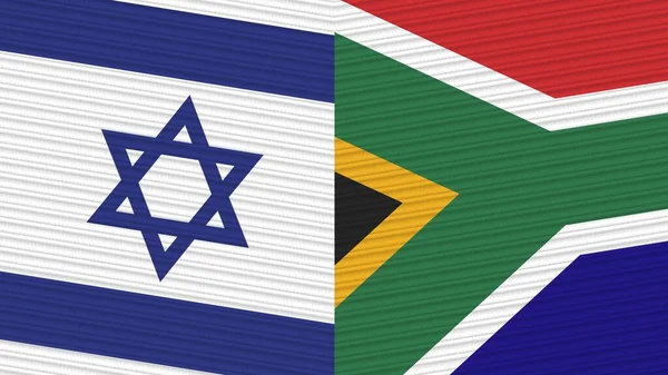 Dél Afrika Izrael Két Fél Zászlók Együtt Szövet Textúra Illusztráció — Stock Fotó
