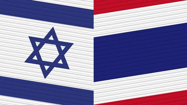 Tailandia Israel Dos Medias Banderas Juntas Textura Tela Ilustración — Foto de Stock