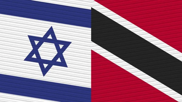 Trinidad Tobago Israel Duas Meias Bandeiras Juntas Ilustração Textura Tecido — Fotografia de Stock