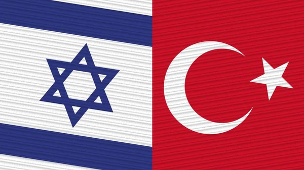 Turquía Israel Dos Medias Banderas Juntas Textura Tela Ilustración —  Fotos de Stock