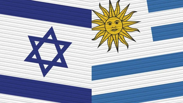 Uruguay Israël Twee Halve Vlaggen Samen Textuur Illustratie — Stockfoto