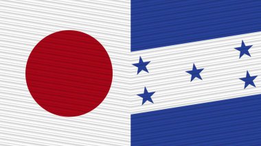 Honduras ve Japonya Birlikte İki Yarım Bayrak Kumaş Doku Çizimi