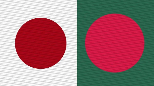 Bangladesh Japan Twee Halve Vlaggen Samen Textuur Illustratie — Stockfoto