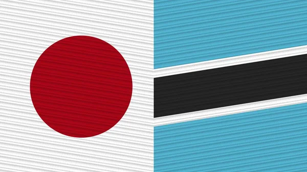 Botswana Japan Two Half Flags Together Fabric Texture Illustration — Stock Photo, Image
