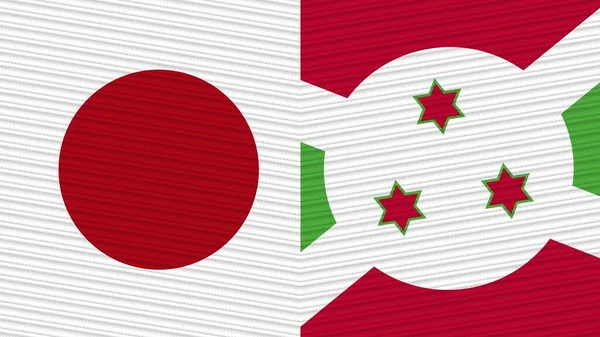 Burundi Japan Two Half Flags Together Fabric Texture Illustration — Stock Photo, Image