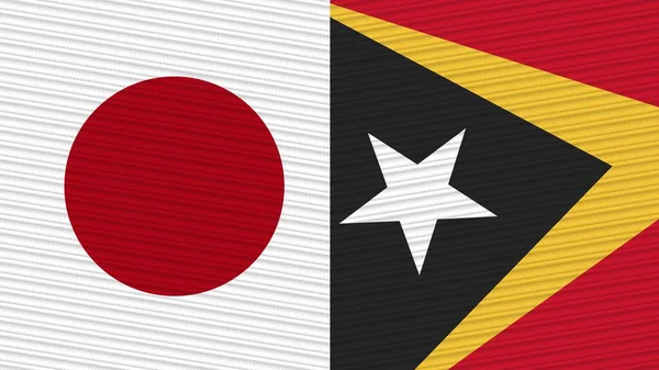 Východní Timor Japonsko Dvě Poloviny Vlajky Dohromady Textilní Textury Ilustrace — Stock fotografie