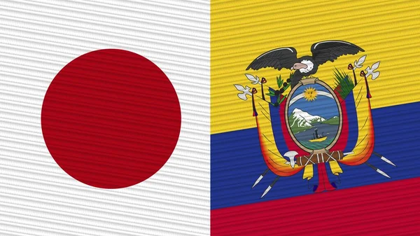 Ecuador Japan Twee Halve Vlaggen Samen Stof Textuur Illustratie — Stockfoto