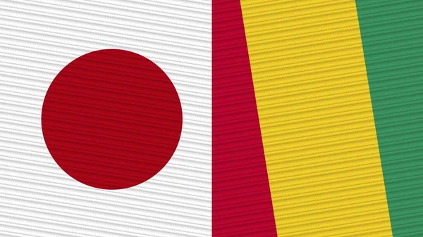 Guanea Japán Két Fél Zászlók Együtt Szövet Textúra Illusztráció — Stock Fotó