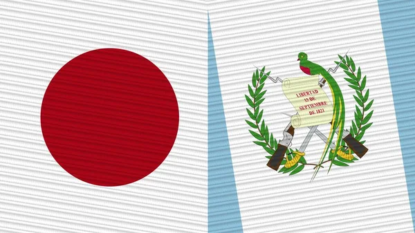 Guatemala Und Japan Zwei Halbe Flaggen Zusammen Textur Illustration — Stockfoto