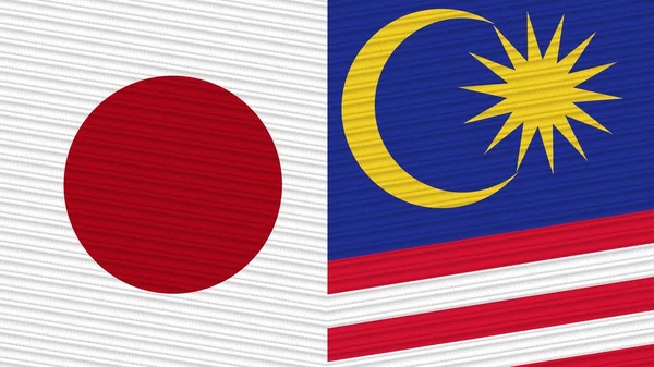 Malaysia Japan Halve Flag Sammen Stof Tekstur Illustration - Stock-foto
