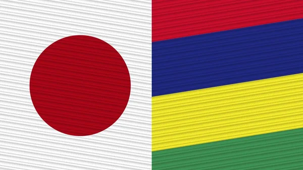 Mauritius Japan Twee Halve Vlaggen Samen Textuur Illustratie — Stockfoto