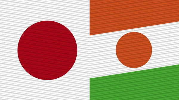 尼日尔和日本两个半旗一起织造纹理图解 — 图库照片