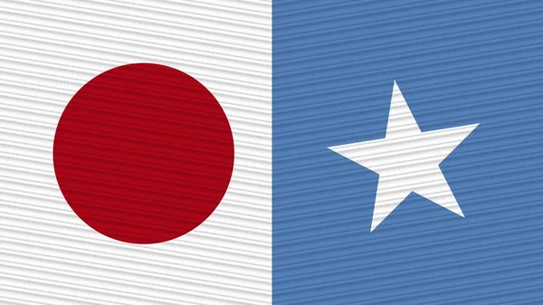 Somalia Japan Two Half Flags Together Fabric Texture Illustration — Stock Photo, Image