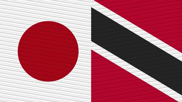 Trinidad Tobago Japan Two Half Flags Together Fabric Texture Illustration — Stock Photo, Image