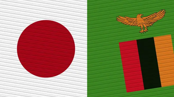 Zambie Japonsko Dvě Poloviny Vlajky Dohromady Textilní Textury Ilustrace — Stock fotografie