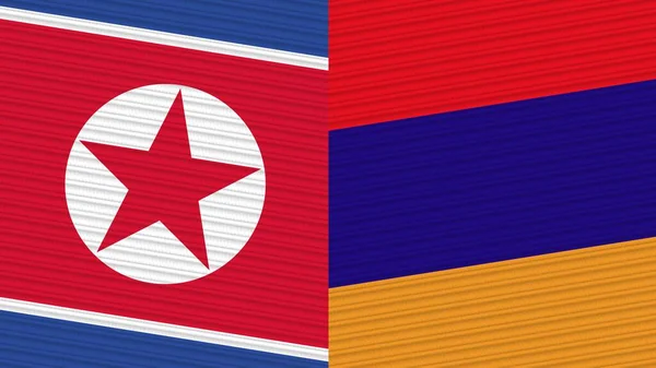 Armenia Corea Del Norte Dos Medias Banderas Juntas Textura Tela —  Fotos de Stock