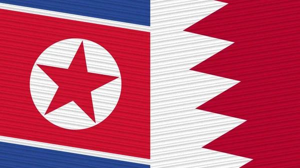 Μπαχρέιν Και Βόρεια Κορέα Δύο Μισές Σημαίες Μαζί Υφασμάτινη Απεικόνιση — Φωτογραφία Αρχείου