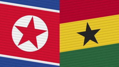 Gana ve Kuzey Kore İki Yarım Bayrak Birlikte Kumaş Doku Çizimi