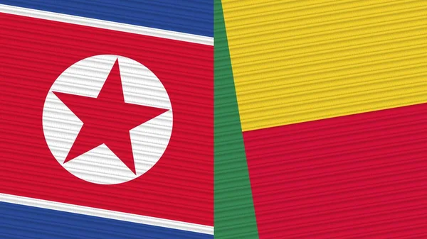 Benin Corea Del Norte Dos Medias Banderas Juntas Textura Tela —  Fotos de Stock