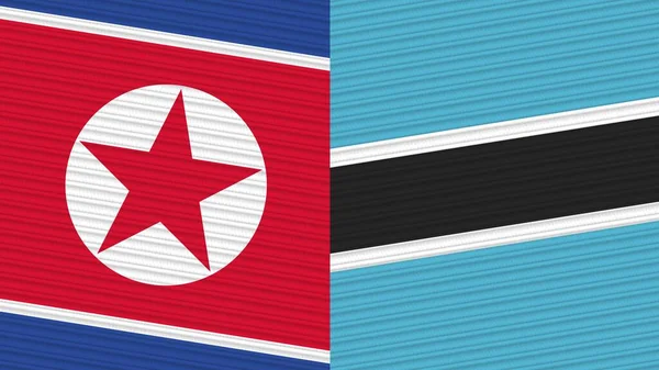 Botswana Corea Del Norte Dos Medias Banderas Juntas Textura Tela —  Fotos de Stock