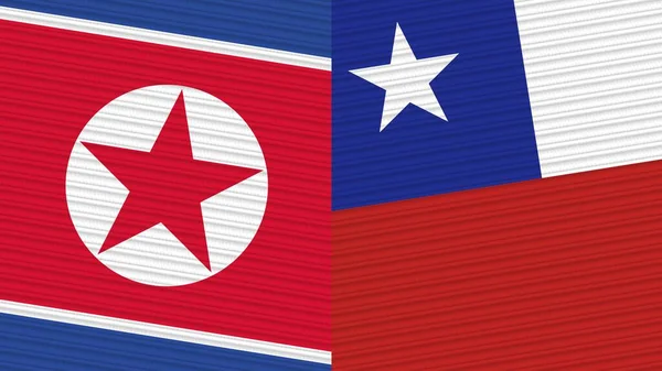 Chile Corea Del Norte Dos Medias Banderas Juntas Textura Tela —  Fotos de Stock