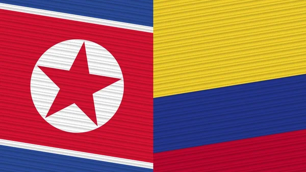 Colombia Corea Del Norte Dos Medias Banderas Juntas Textura Tela —  Fotos de Stock