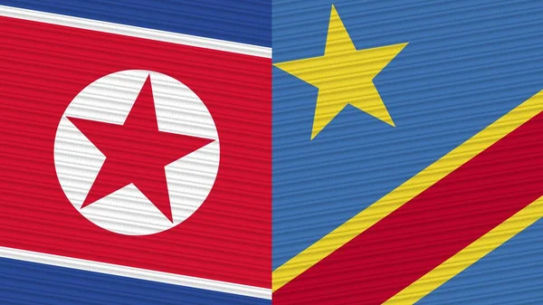 República Democrática Del Congo Corea Del Norte Dos Medias Banderas —  Fotos de Stock