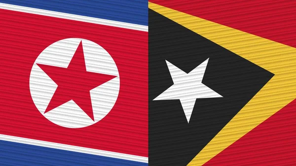 Timor Oriental Corea Del Norte Dos Medias Banderas Juntas Textura —  Fotos de Stock