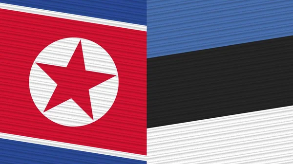 Estonia Corea Del Norte Dos Medias Banderas Juntas Textura Tela —  Fotos de Stock