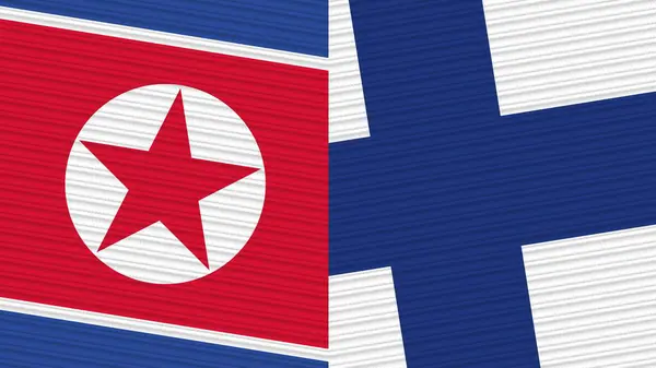 芬兰和北朝鲜两个半旗一起织造纹理图解 — 图库照片