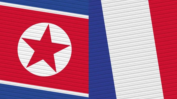 法国和朝鲜两个半旗一起编织面料图解 — 图库照片