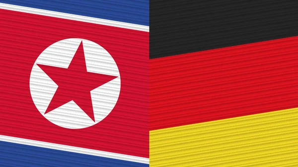 Alemania Corea Del Norte Dos Medias Banderas Juntas Textura Tela —  Fotos de Stock