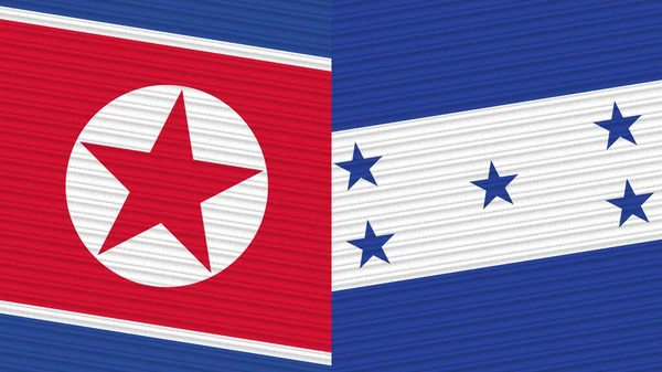 Ονδούρα Και Βόρεια Κορέα Δύο Μισές Σημαίες Μαζί Υφασμάτινη Απεικόνιση — Φωτογραφία Αρχείου