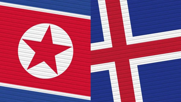 Islandia Corea Del Norte Dos Medias Banderas Juntas Textura Tela —  Fotos de Stock