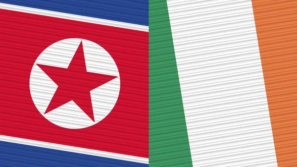 Irlanda Coreia Norte Duas Meias Bandeiras Juntas Ilustração Textura Tecido — Fotografia de Stock