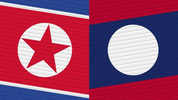 Laos Corea Del Norte Dos Medias Banderas Juntas Textura Tela —  Fotos de Stock