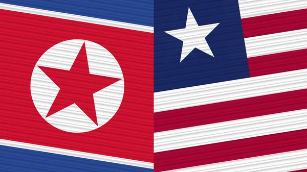 Liberia Corea Del Norte Dos Medias Banderas Juntas Textura Tela —  Fotos de Stock