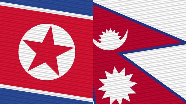 Nepal Corea Del Norte Dos Medias Banderas Juntas Textura Tela —  Fotos de Stock