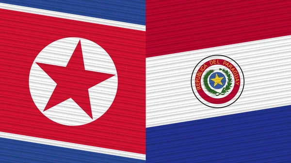 Paraguay Corea Del Norte Dos Medias Banderas Juntas Textura Tela —  Fotos de Stock