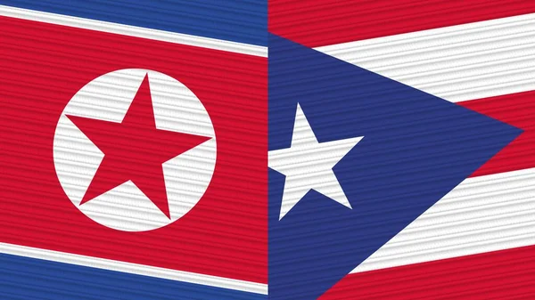 Porto Rico Coreia Norte Duas Meias Bandeiras Juntas Ilustração Textura — Fotografia de Stock