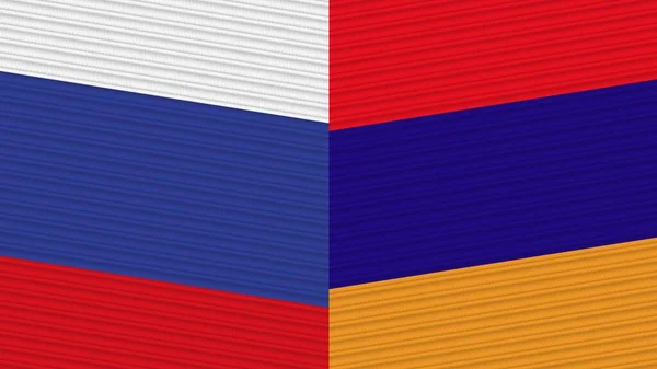 亚美尼亚和俄罗斯两个半旗一起编织面料图解 — 图库照片