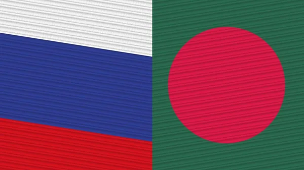 孟加拉国和俄罗斯两个半旗一起编织面料图解 — 图库照片