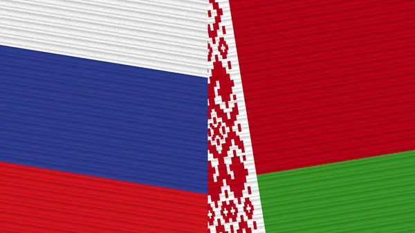 Bělorusko Rusko Dvě Poloviny Vlajky Dohromady Textilní Textury Ilustrace — Stock fotografie