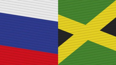 Jamaika ve Rusya Birlikte İki Yarım Bayrak Kumaş Resim