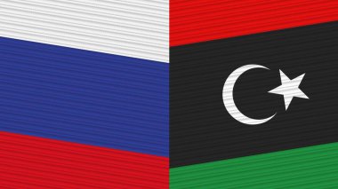 Libya ve Rusya Birlikte İki Yarım Bayrak Kumaş Çizimi