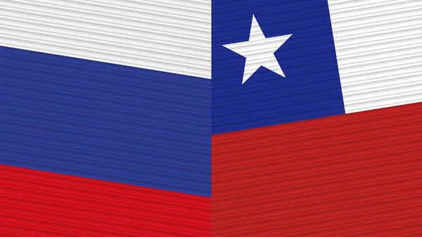 Chile Rusia Dos Medias Banderas Juntas Textura Tela Ilustración —  Fotos de Stock