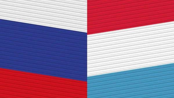Luxemburgo Rusia Dos Medias Banderas Juntas Textura Tela Ilustración — Foto de Stock