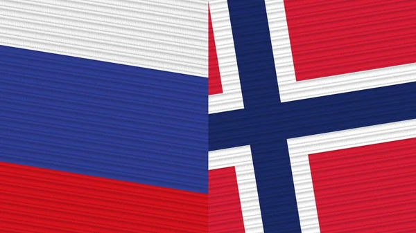 Noruega Rusia Dos Medias Banderas Juntas Textura Tela Ilustración — Foto de Stock