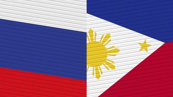 Philippines Russie Deux Demi Drapeaux Ensemble Illustration Texture Tissu — Photo